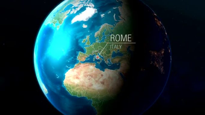 意大利-罗马-从太空到地球的缩放