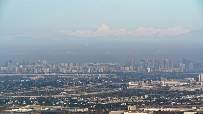 成都城市雪山延时摄影