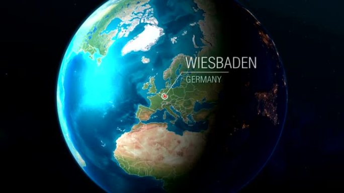 德国-威斯巴登-从太空到城市的缩放