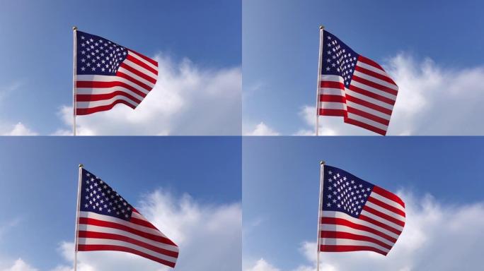 天空中慢镜头的美国国旗