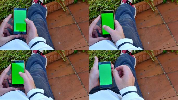 智能手机的绿色样机屏幕