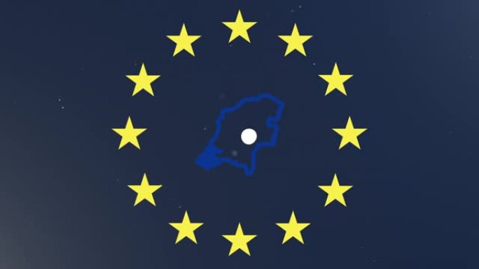 欧盟的星星与荷兰的轮廓和国旗