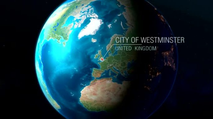 英国-威斯敏斯特市-从太空到地球的缩放