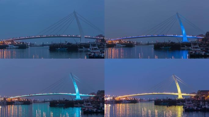 4K时光流逝:从白天到夜晚在台北的爱情桥，台湾
