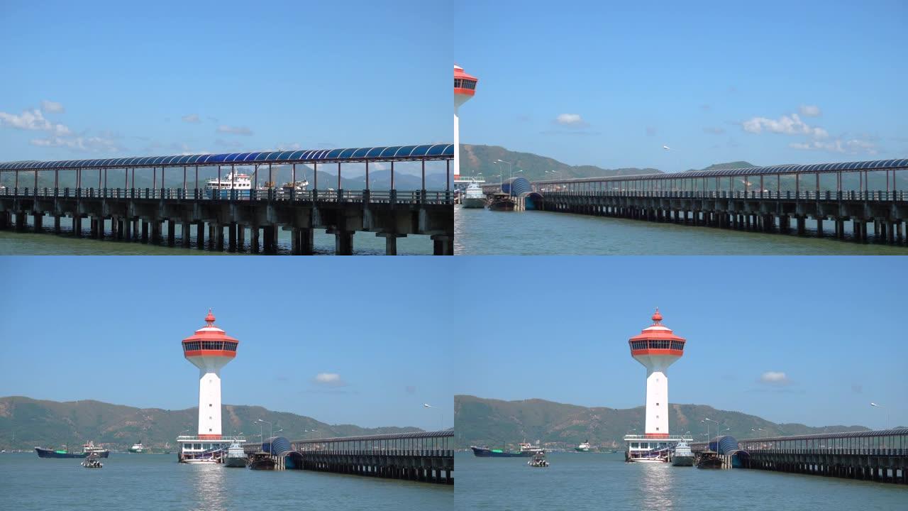 安达曼海灯塔，泰国拉廊缅甸边境海关和移民局。向左平移。