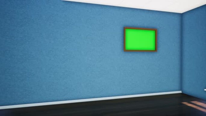 黑暗中绿屏的相框。4k