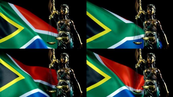 带有南非国旗的正义雕像