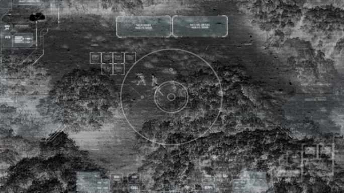 带有热夜视摄像头的无人机可以看到战争中行走的士兵