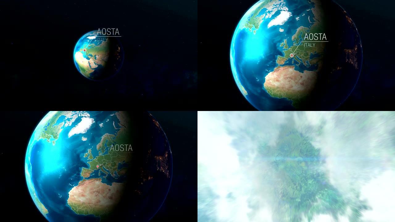 意大利-奥斯塔-从太空到地球的缩放
