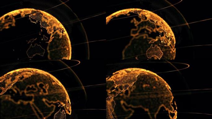 数字数据地球-围绕地球的科学技术数据网络的抽象3D渲染