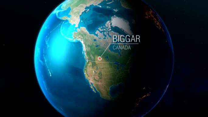 加拿大-Biggar-从太空到地球的缩放