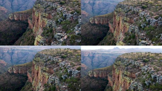 一架美丽的空中无人机拍摄了南非德拉肯斯堡一个广阔的山谷。