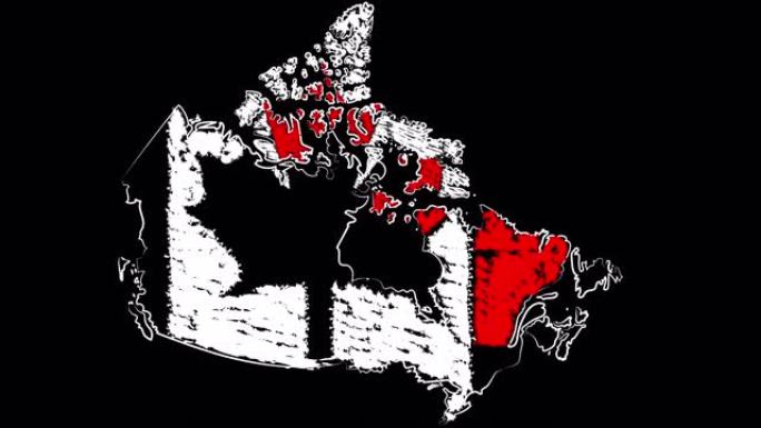 加拿大隆格伊尔给地图和旗帜着色。运动设计。