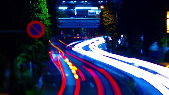 Suginami Tokyo tiltshift市中心城市街道的夜晚时光倒流