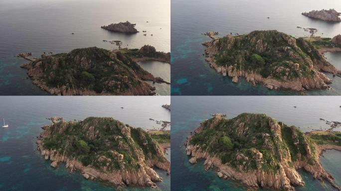 撒丁岛海岸线Isola dell'Ogliastra的鸟瞰图