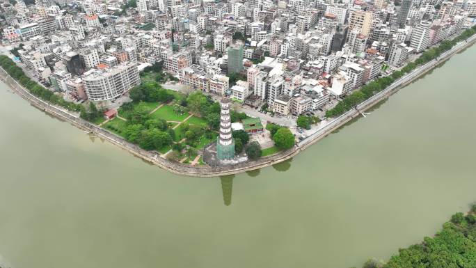 航拍广东茂名市高州全国重点文物宝光塔