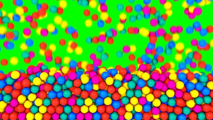 多色球体填充屏幕。多色球体抽象过渡。