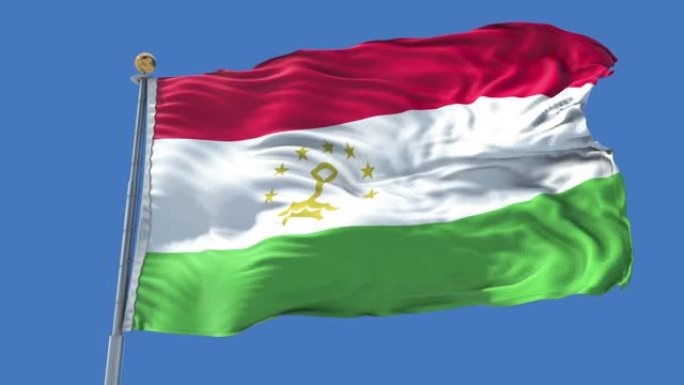 塔吉克斯坦动画旗帜包在3D和孤立的背景