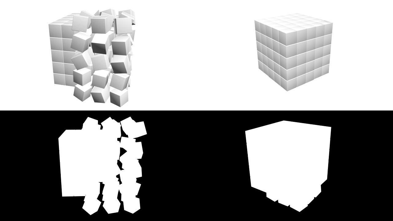 立方体块。组装大数据概念。团队合作业务。