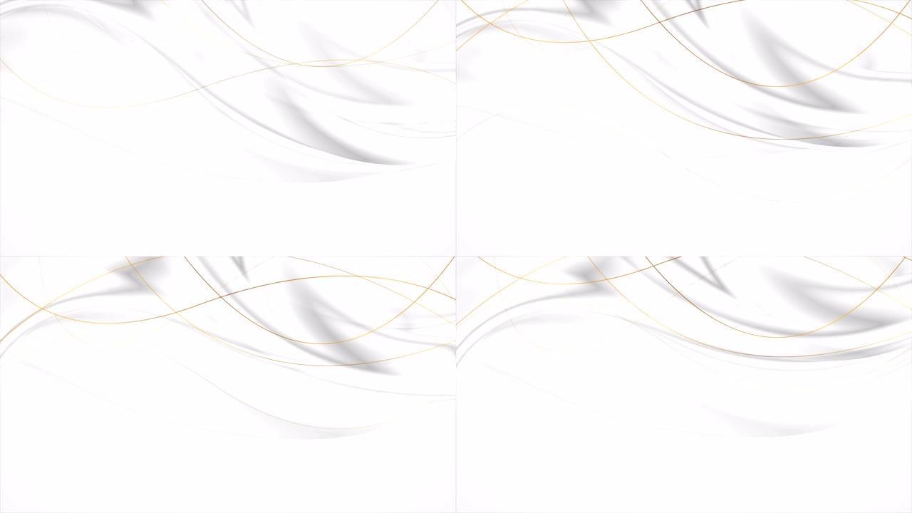 灰色银色平滑波与弯曲的青铜线视频动画