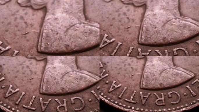非常旧的硬币特写