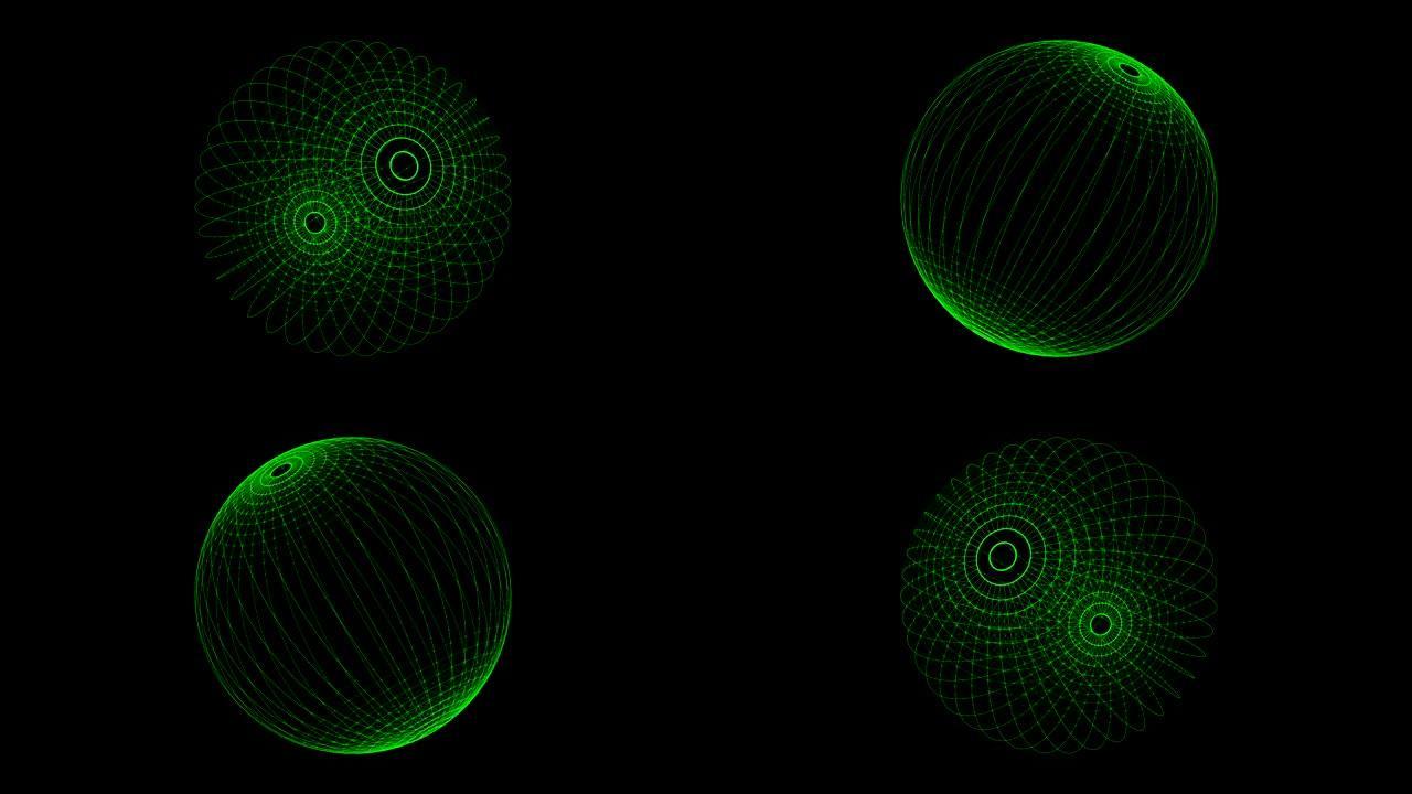 Plexus风格旋转球体动画。