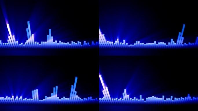 音频蓝波动画。来自均衡器的声波。脉冲音乐播放器。未来主义数字声波概念。循环背景。
