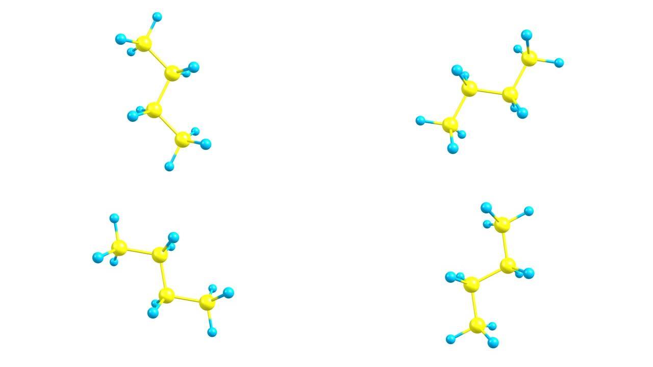 丁烷气体分子旋转视频