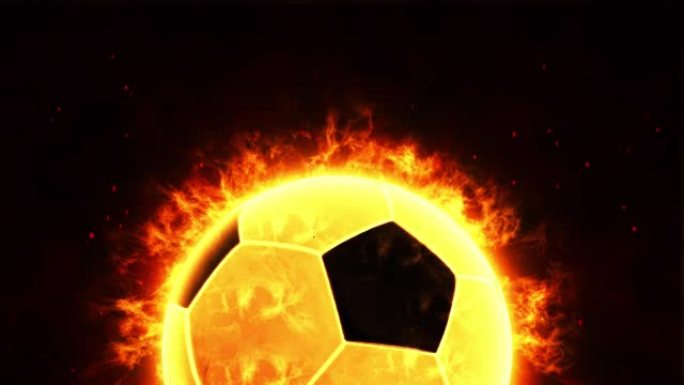 抽象背景，燃烧的足球运动在黑色背景上流动