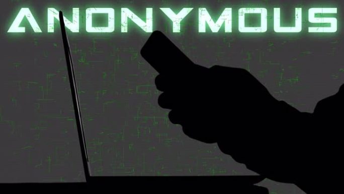 近距离观察匿名黑客使用智能手机的剪影