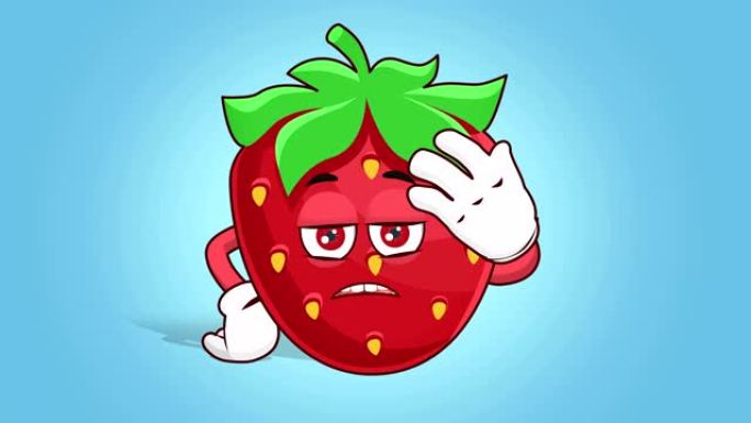 卡通草莓脸动画面部表情与阿尔法哑光