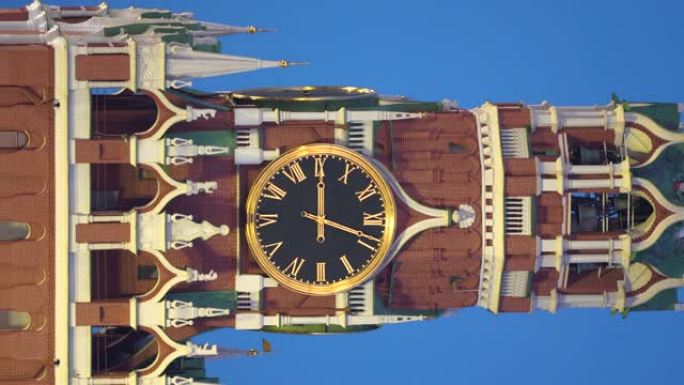 俄罗斯莫斯科带钟面的斯帕斯基塔，4k