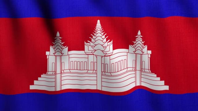 在风背景中挥舞着逼真的柬埔寨国旗