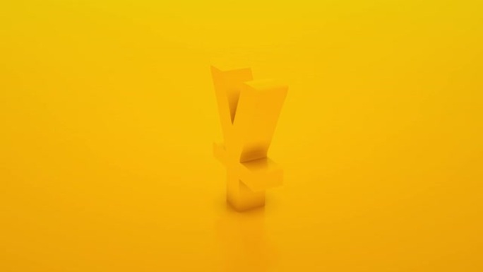 金色的元符号。元符号孤立在黄色背景。3D循环动画