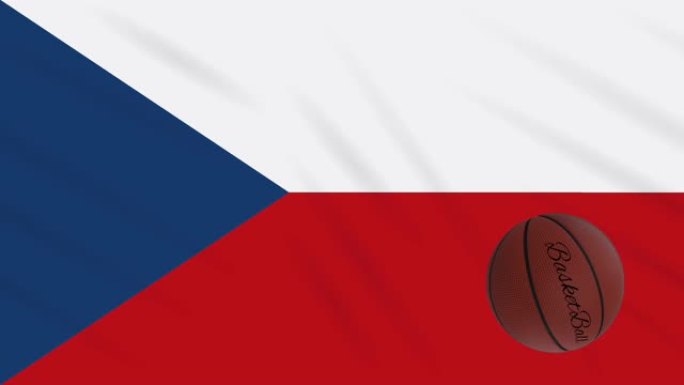 捷克国旗摇摆和篮球旋转，循环
