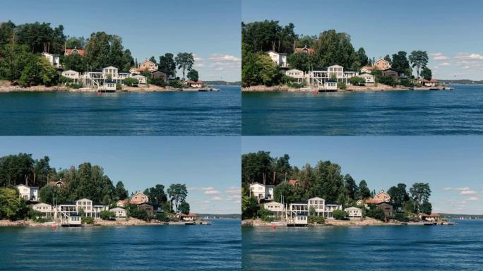 斯德哥尔摩群岛典型和现代瑞典房屋的混合