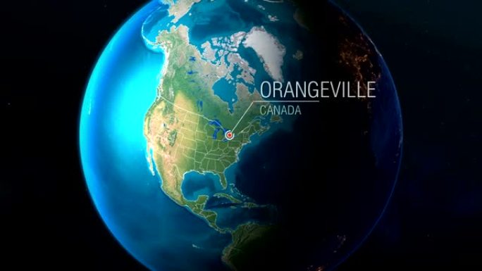 加拿大-奥兰治维尔-从太空到地球的缩放