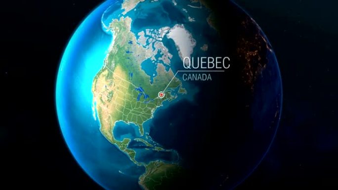 加拿大-魁北克-从太空到地球的缩放