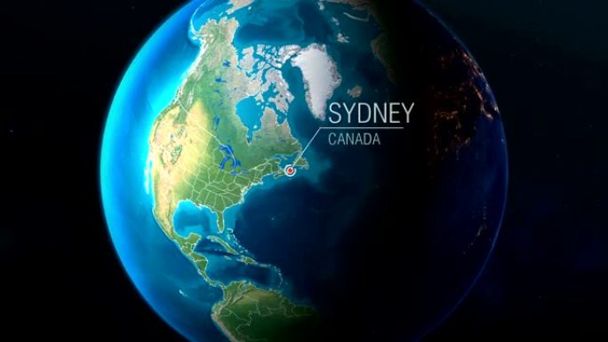加拿大-悉尼-从太空到地球的缩放