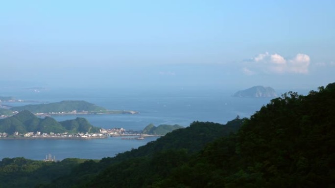 4K，新北市基隆港高景。空中景观