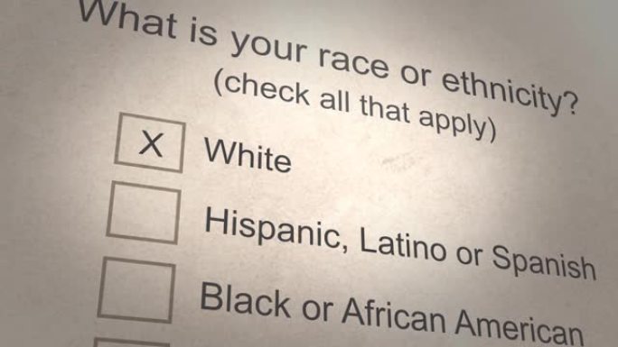 就业申请的纸质种族清单 -- 白人白人选项