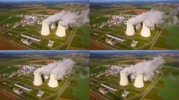 核电站的鸟瞰图。原子能发电站是非常重要的能源，具有低碳足迹。
