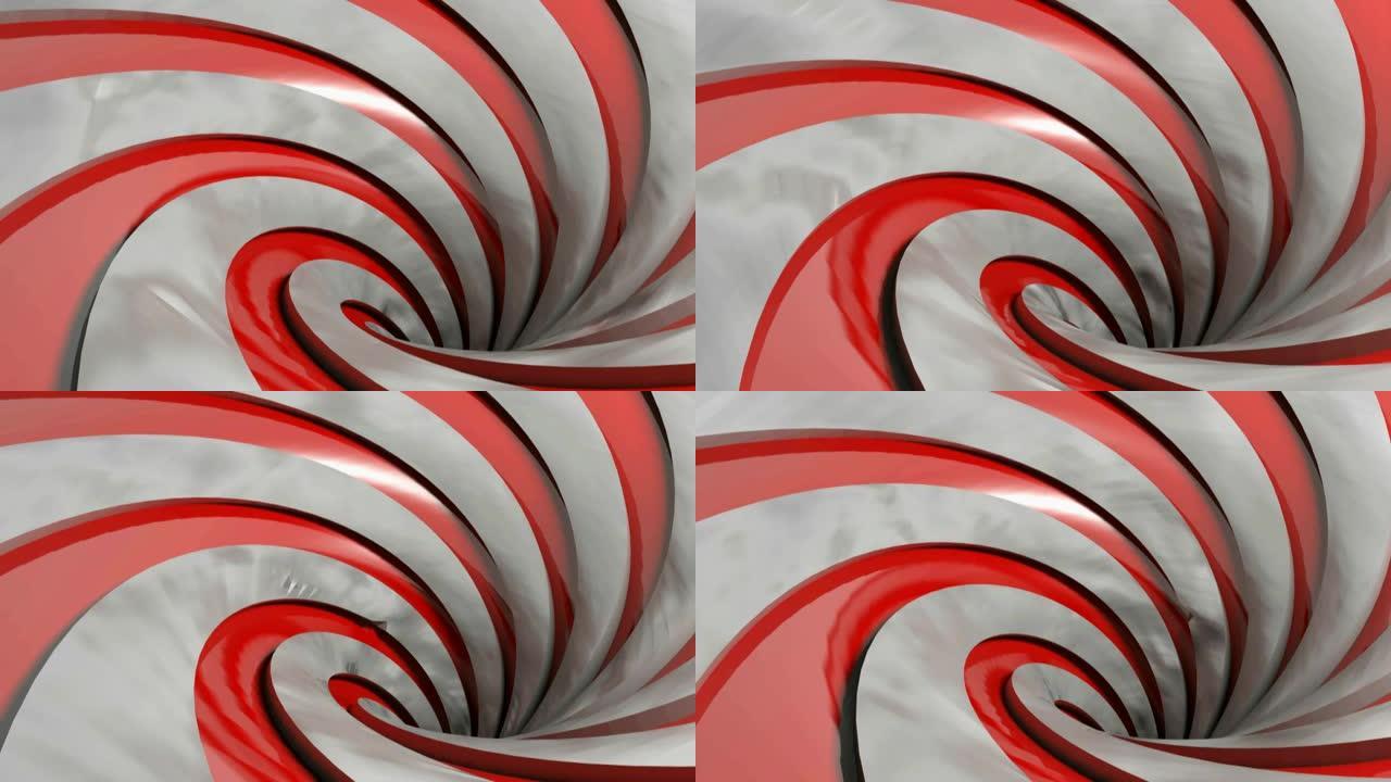红色和灰色螺旋背景-3D渲染视频剪辑