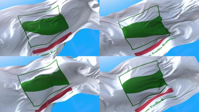 意大利的艾米利亚·罗马涅，挥舞着4K旗帜。现实Emilian背景。