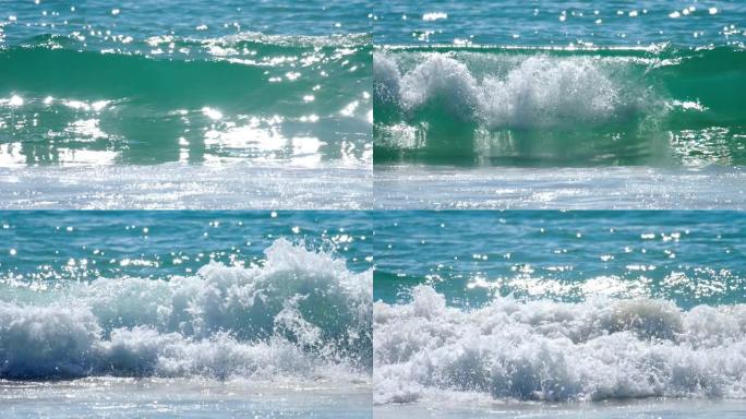 蔚蓝的海浪滚到了奈哈恩海滩的海岸