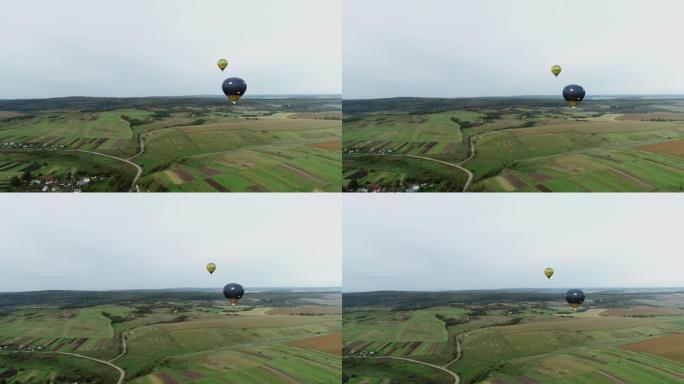 田野和村庄上空的气球4k超高清