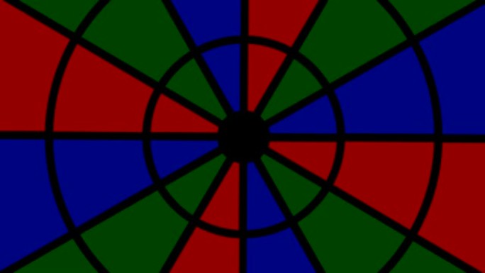 各种颜色的圆形对象类型风扇，顺时针旋转，锚点位于中心并覆盖整个背景。