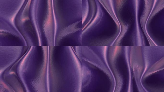 流动的抽象紫色金属波反射闪烁的红光-4k无缝循环运动背景动画