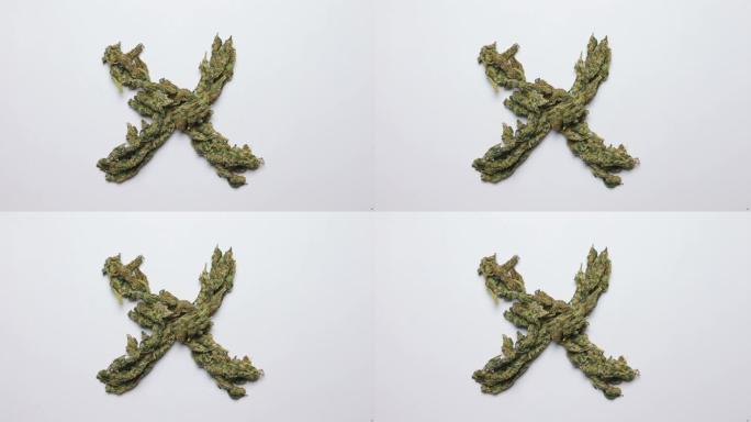 用大麻制成的英文字母的字母X
