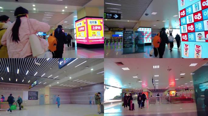虹桥火车站上海地铁人流视频素材4